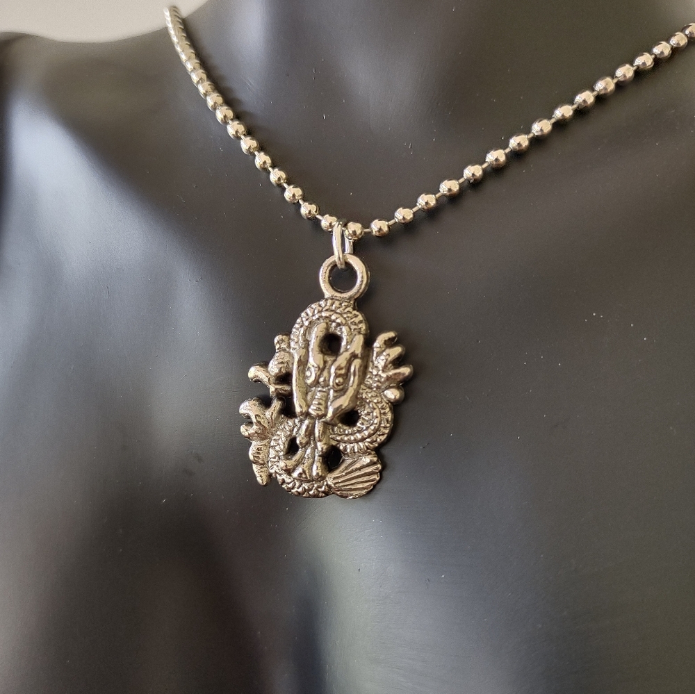 Sterling Silver Dragon Pendant Necklace